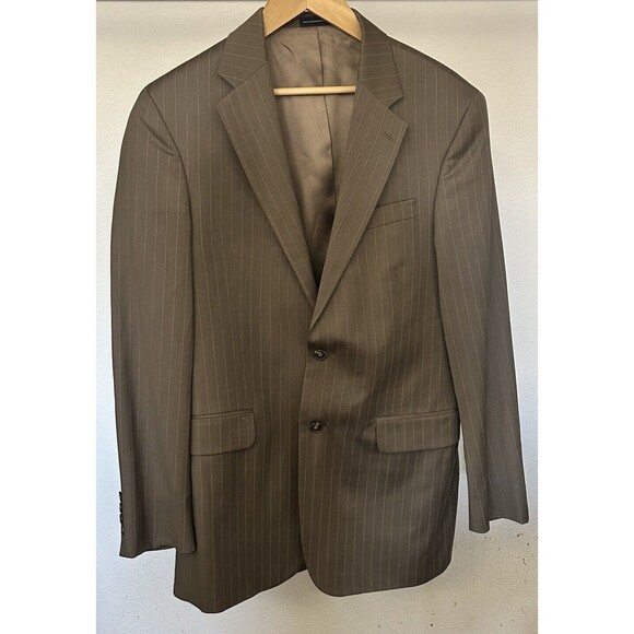 Stafford Performance Men's Sports Coat Suit Jacket Tan with Gold Pinstripes 40 L - Picture 1 of 9